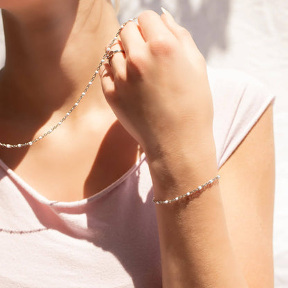 White Confetti Chain Bracelet- Premium 18K Gold PVD Stainless Steel