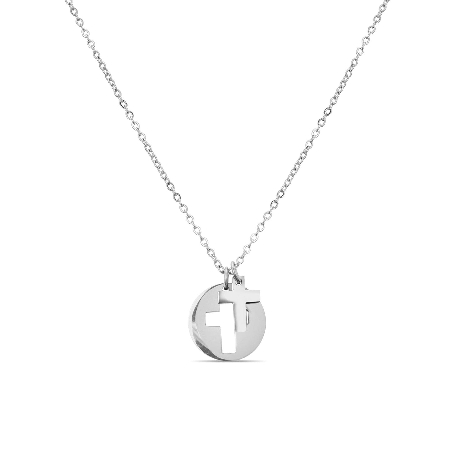 Cutout 2 Piece Cross Necklace - Premium 18K Gold PVD Stainless Steel