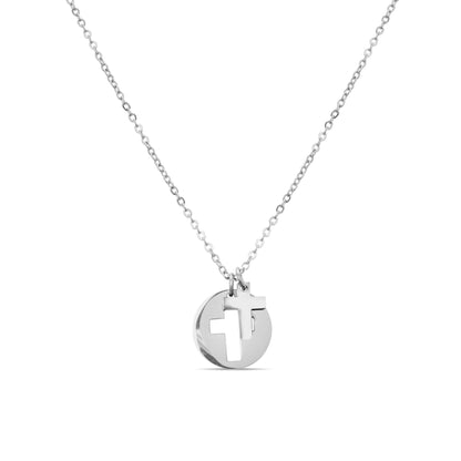 Cutout 2 Piece Cross Necklace - Premium 18K Gold PVD Stainless Steel