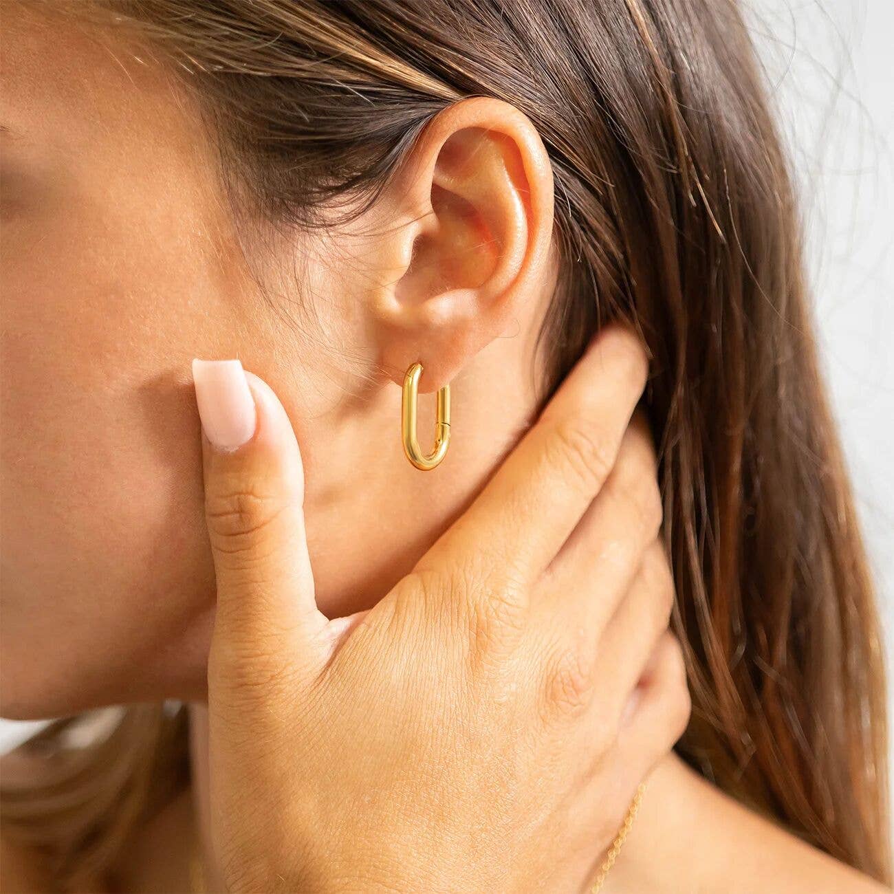 Oval Huggie Earrings  - Premium 18K Gold PVD Stainless Steel