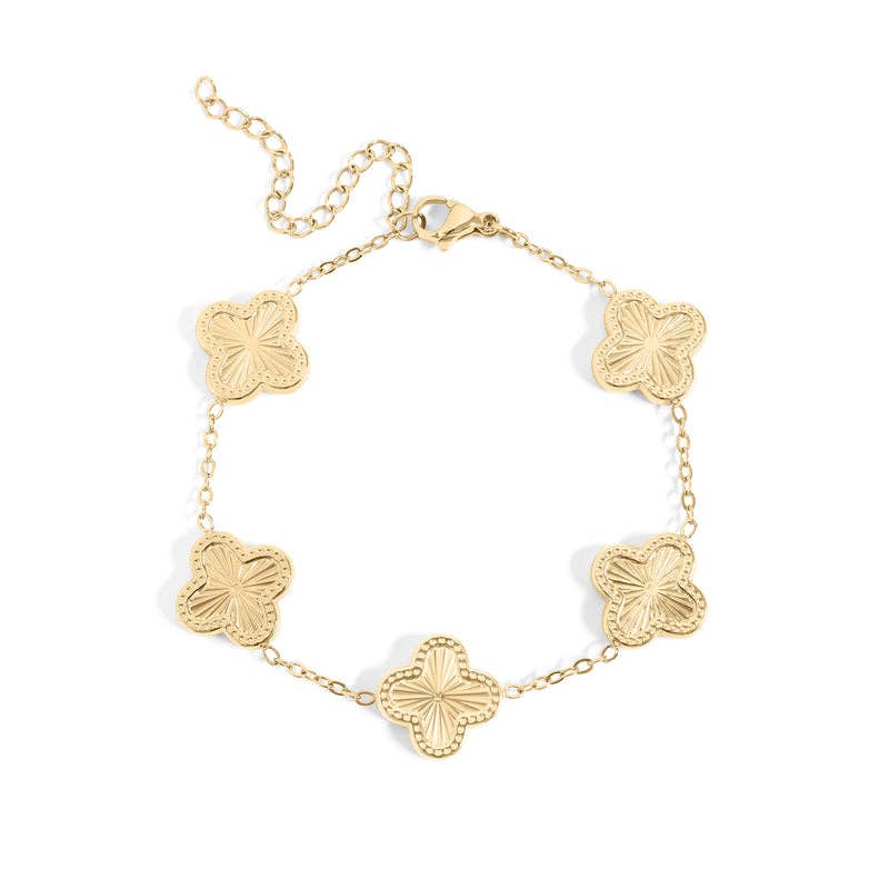Lucky Clover Charm Bracelet - Premium 18K Gold PVD Stainless Steel