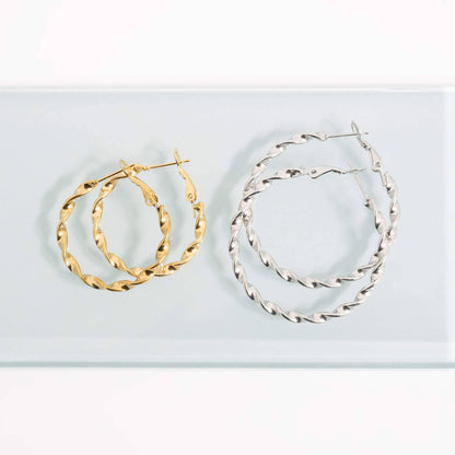 Twist Hoop Earrings - Premium 18K Gold PVD Stainless Steel