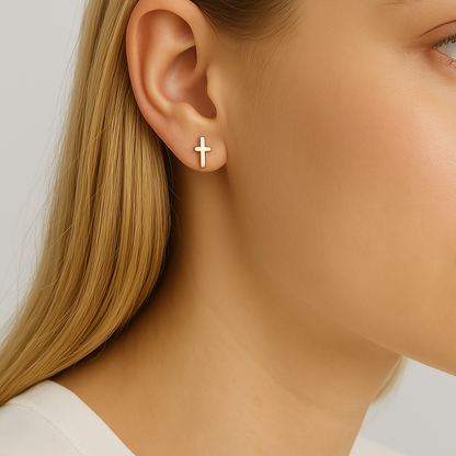 Cross Stud Earrings- Premium 18K Gold PVD Stainless Steel