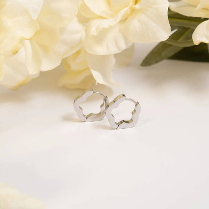 Flower Huggie Earrings - Premium 18K Gold PVD Stainless Steel