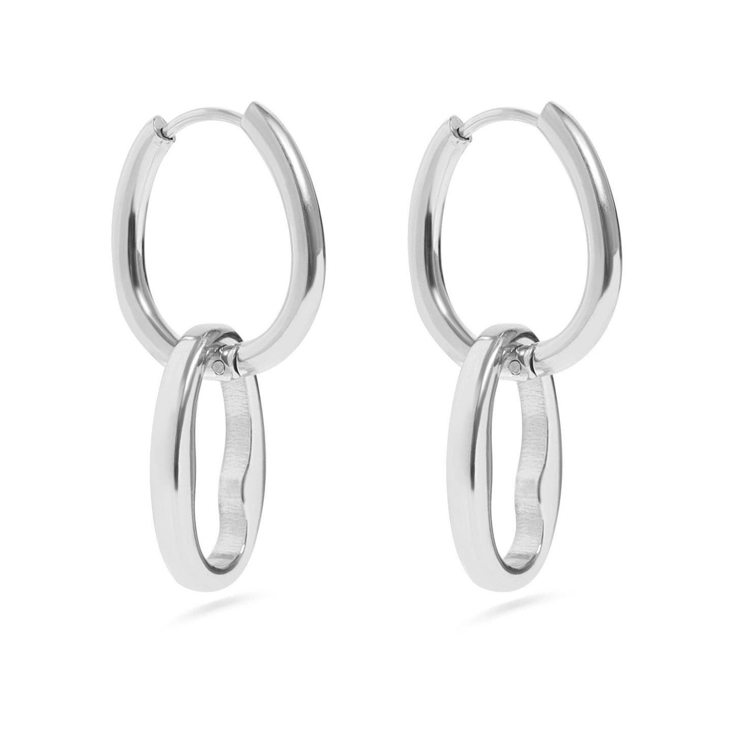 Interlocked Oval Pendant Earrings - Premium 18K Gold PVD Stainless Steel