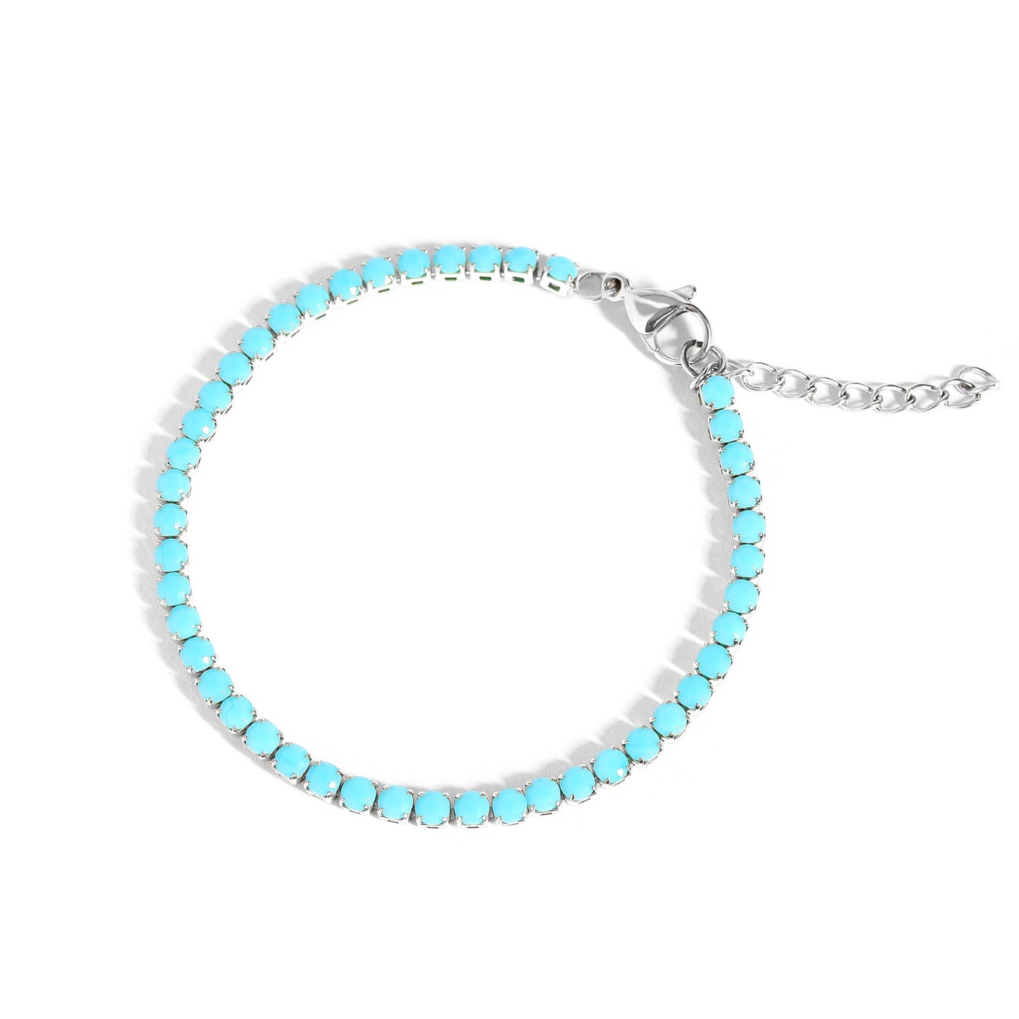 Turquoise Rhinestone Tennis Chain Bracelet
