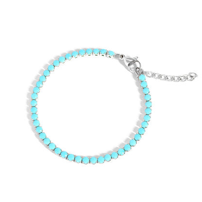 Turquoise Rhinestone Tennis Chain Bracelet