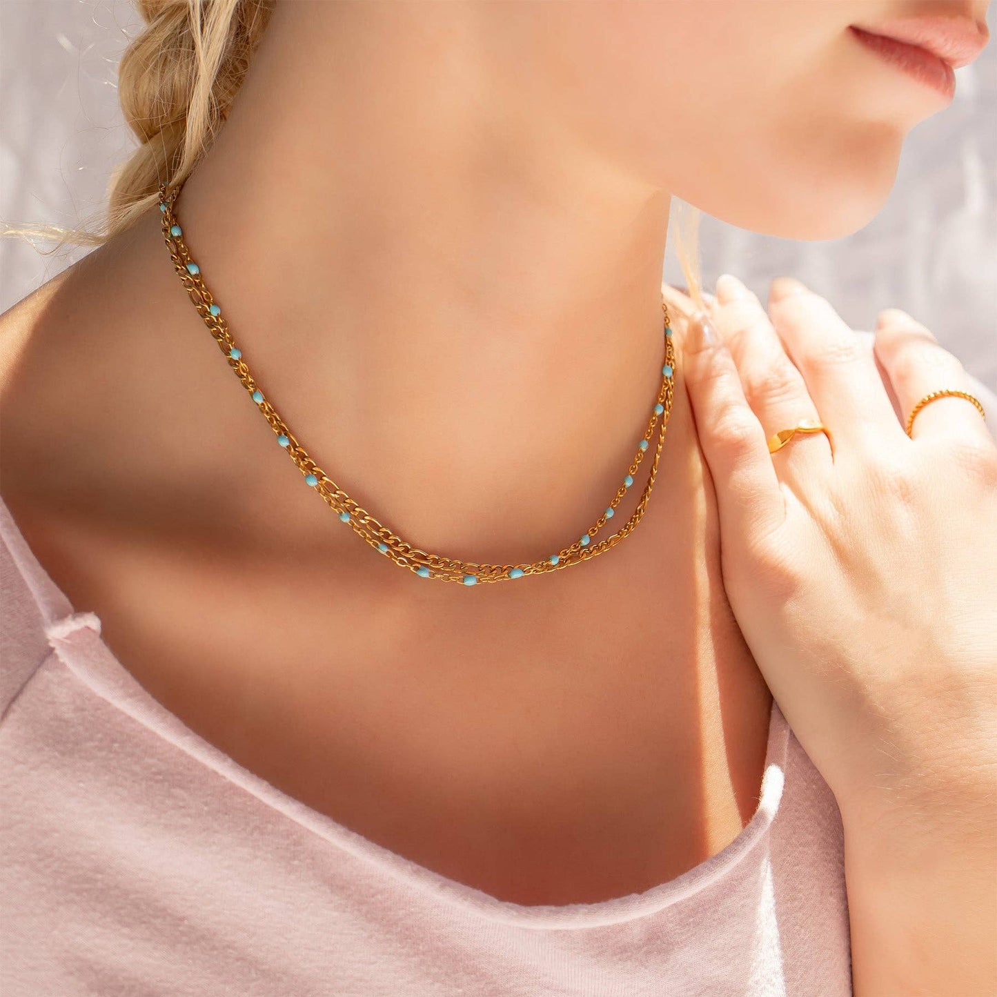 Turquoise Chain Necklace - Premium 18K Gold PVD Stainless Steel