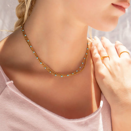 Turquoise Chain Necklace - Premium 18K Gold PVD Stainless Steel
