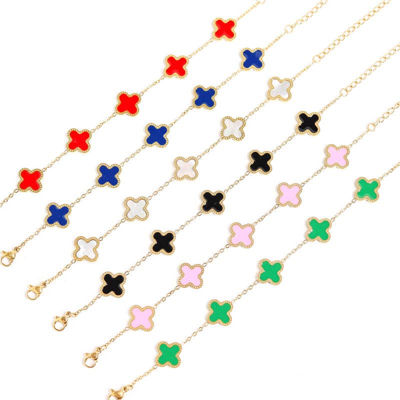 Lucky Clover Charm Bracelet - Premium 18K Gold PVD Stainless Steel