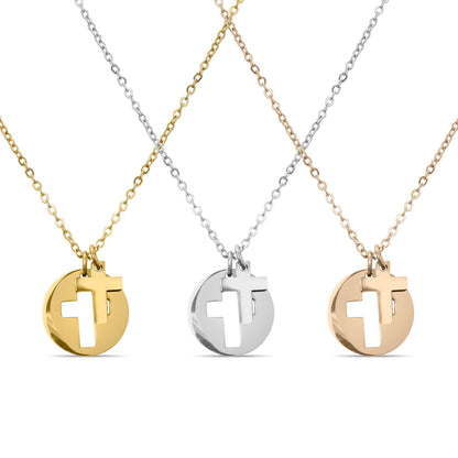 Cutout 2 Piece Cross Necklace - Premium 18K Gold PVD Stainless Steel