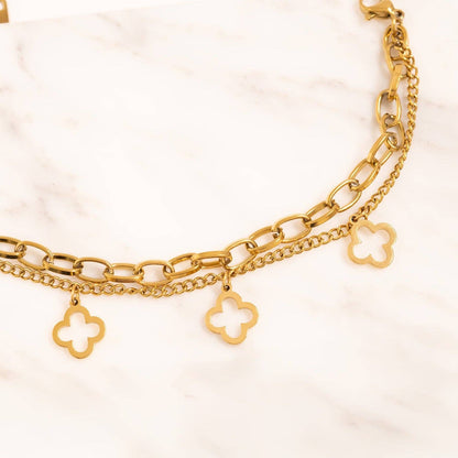 Lucky Clover Charm Bracelet - Premium 18K Gold PVD Stainless Steel