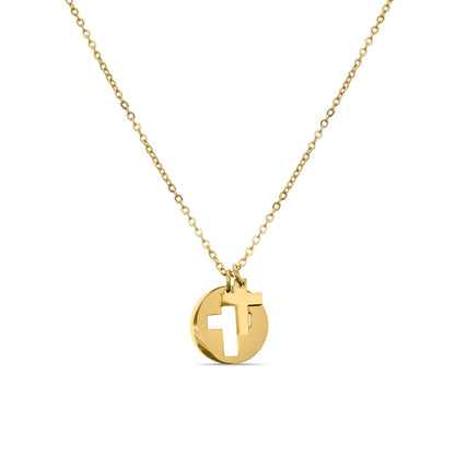 Cutout 2 Piece Cross Necklace - Premium 18K Gold PVD Stainless Steel