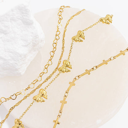 Linked Heart Chain Bracelet - Premium 18K Gold PVD Stainless Steel