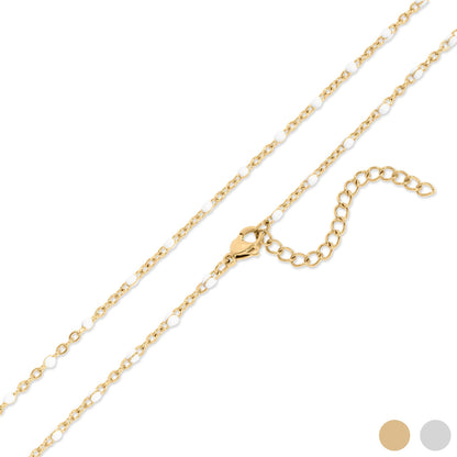White Confetti Chain Necklace - Premium 18K Gold PVD Stainless Steel
