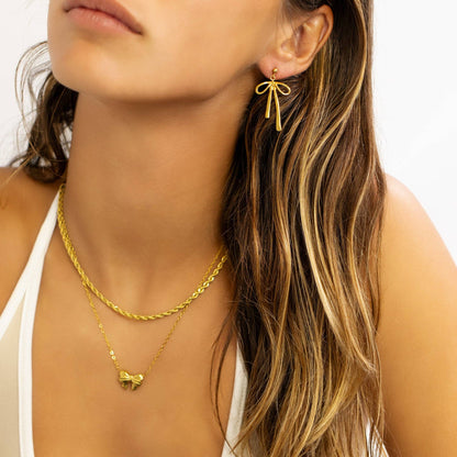 Ribbon Bow Earrings - Premium 18K Gold PVD Stainless Steel