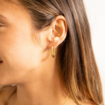 Oval Huggie Earrings  - Premium 18K Gold PVD Stainless Steel