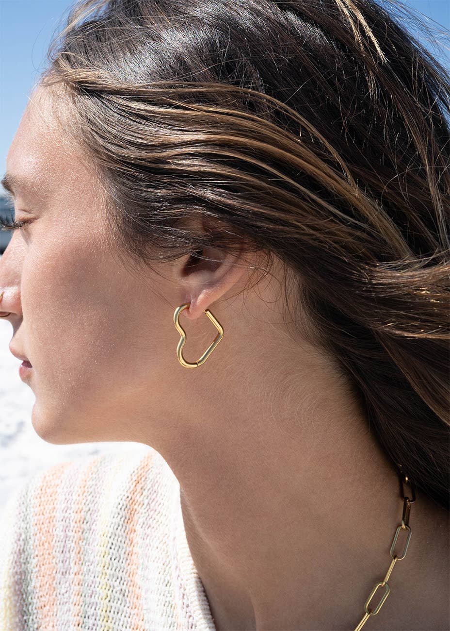Heart Huggie Hoop Earrings - Premium 18K Gold PVD Stainless Steel