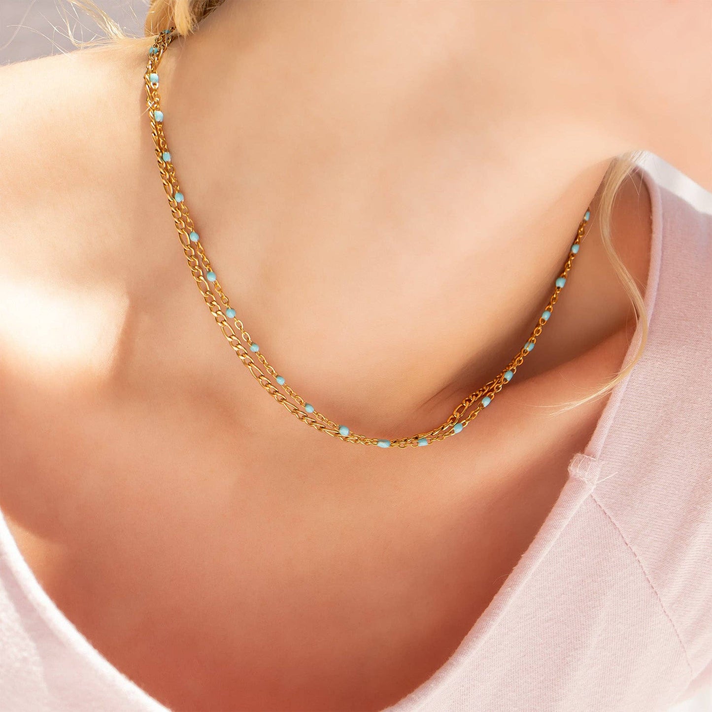 Turquoise Chain Necklace - Premium 18K Gold PVD Stainless Steel