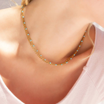 Turquoise Chain Necklace - Premium 18K Gold PVD Stainless Steel