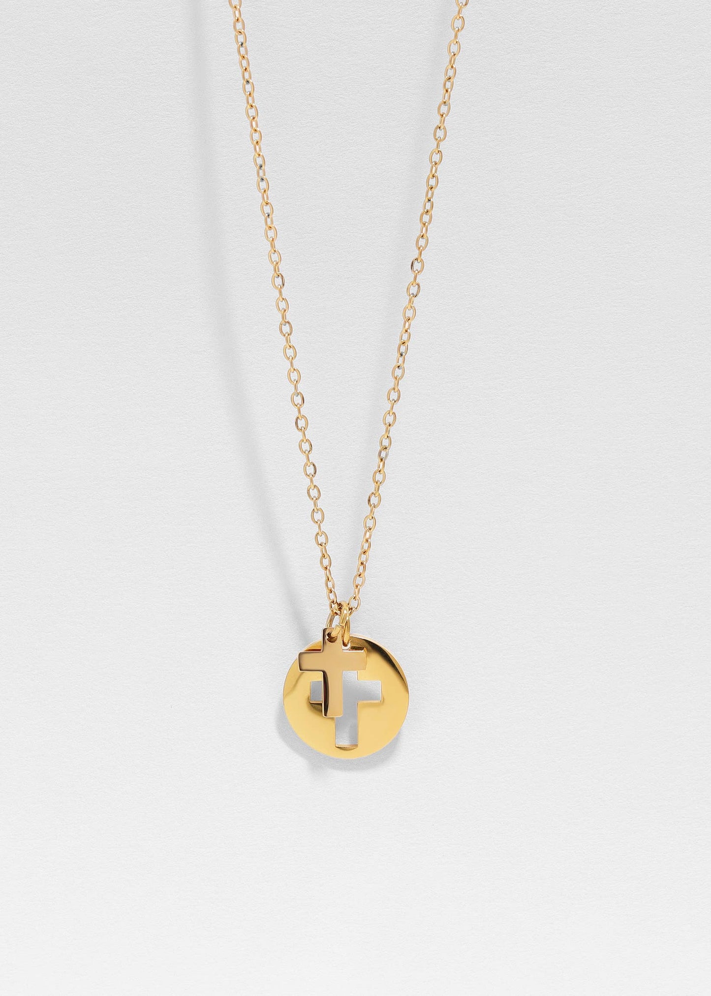 Cutout 2 Piece Cross Necklace - Premium 18K Gold PVD Stainless Steel