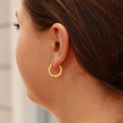 Geometric Huggie Hoop Earrings - Premium 18K Gold PVD Stainless Steel
