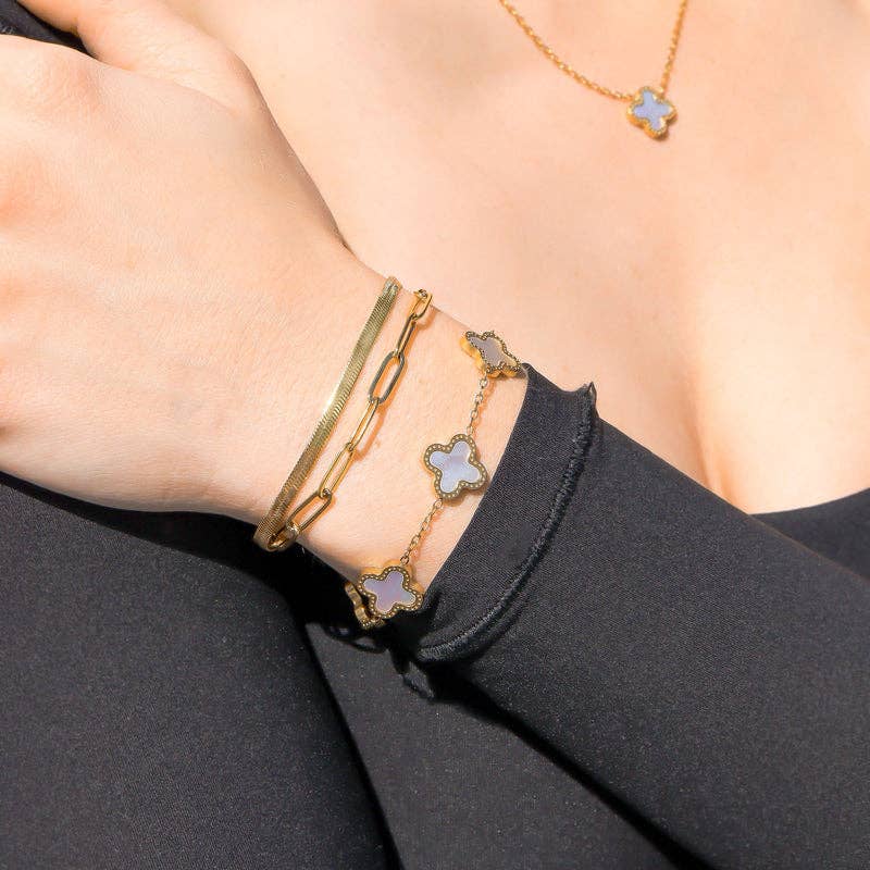 Lucky Clover Charm Bracelet - Premium 18K Gold PVD Stainless Steel
