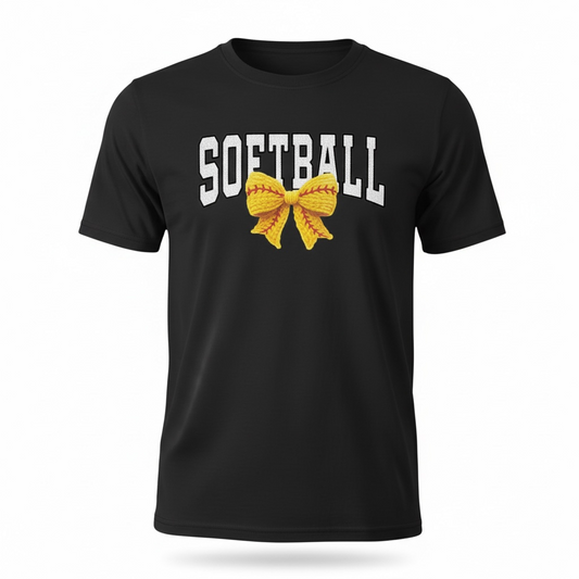 Softball Bow Tee – Black