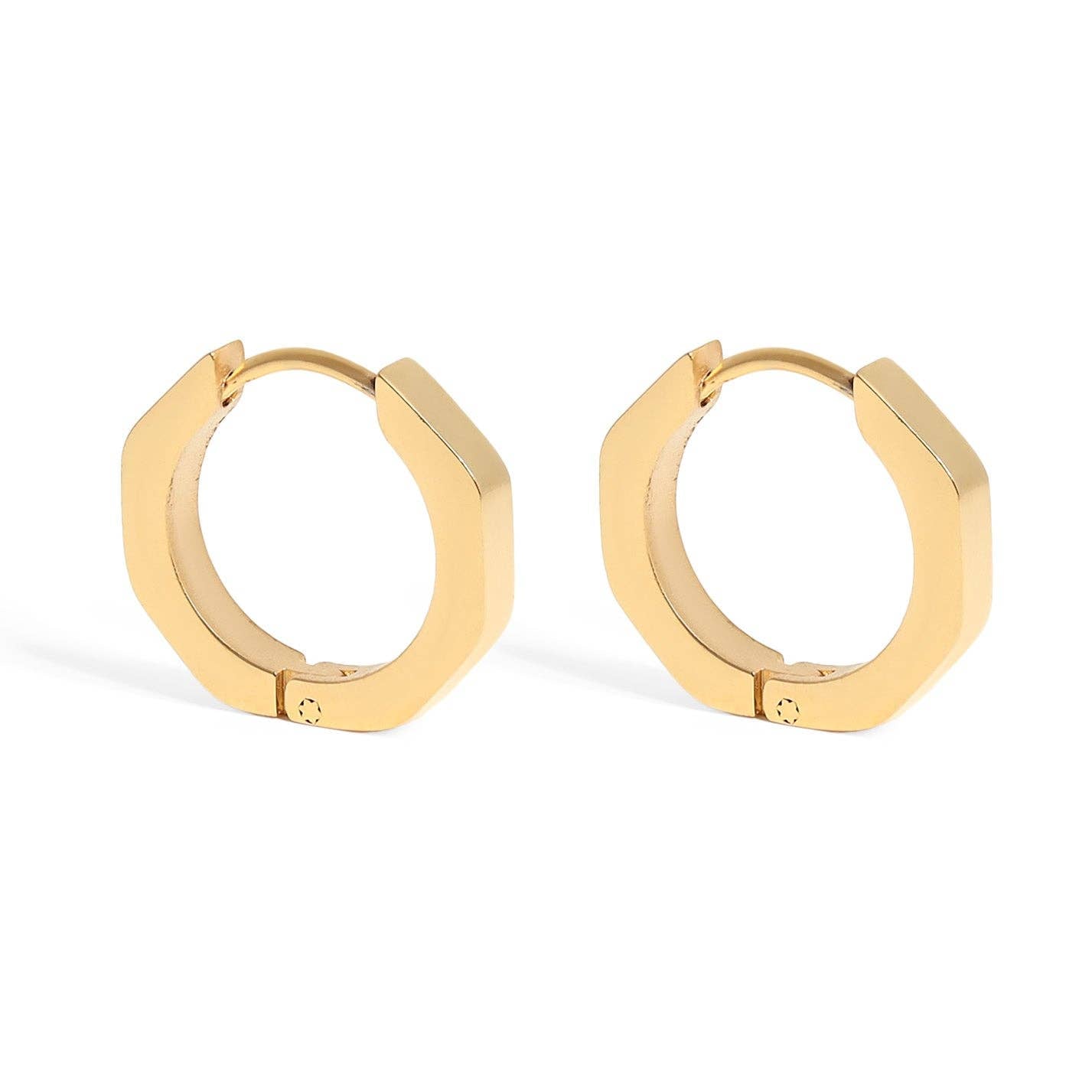 Geometric Huggie Hoop Earrings - Premium 18K Gold PVD Stainless Steel