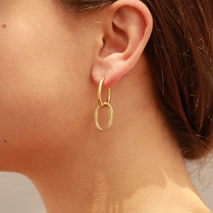 Interlocked Oval Pendant Earrings - Premium 18K Gold PVD Stainless Steel
