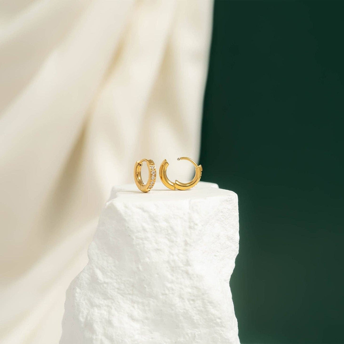 CZ Mini Huggie Earrings - Premium 18K Gold PVD Stainless Steel