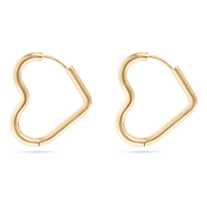 Heart Huggie Hoop Earrings - Premium 18K Gold PVD Stainless Steel