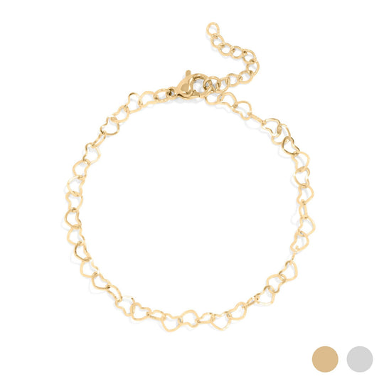Linked Heart Chain Bracelet - Premium 18K Gold PVD Stainless Steel