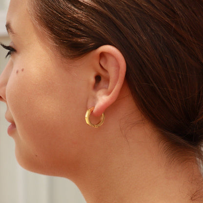 Geometric Huggie Hoop Earrings - Premium 18K Gold PVD Stainless Steel
