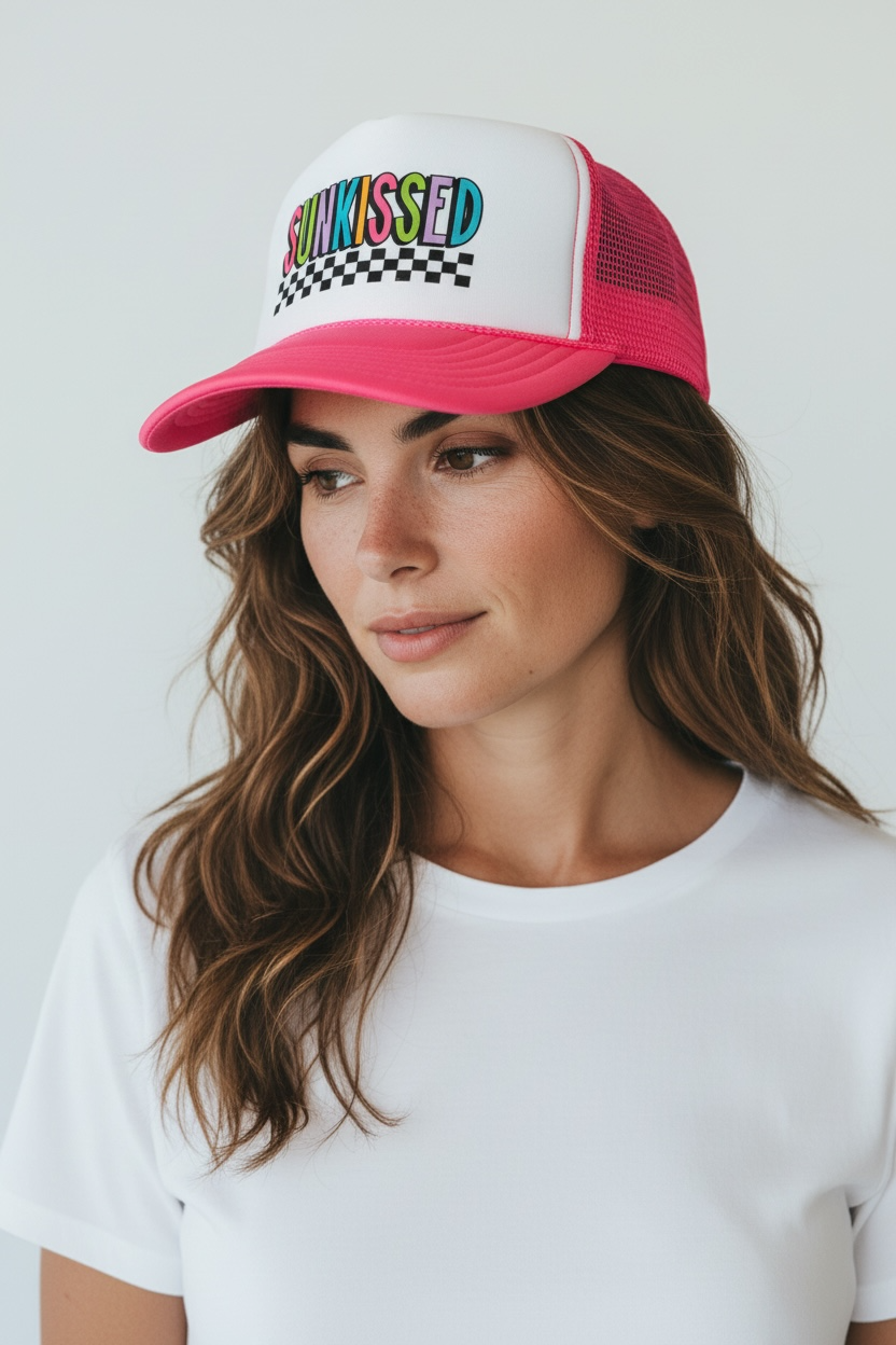 Sunkissed - Neon Pink & White Trucker Hat