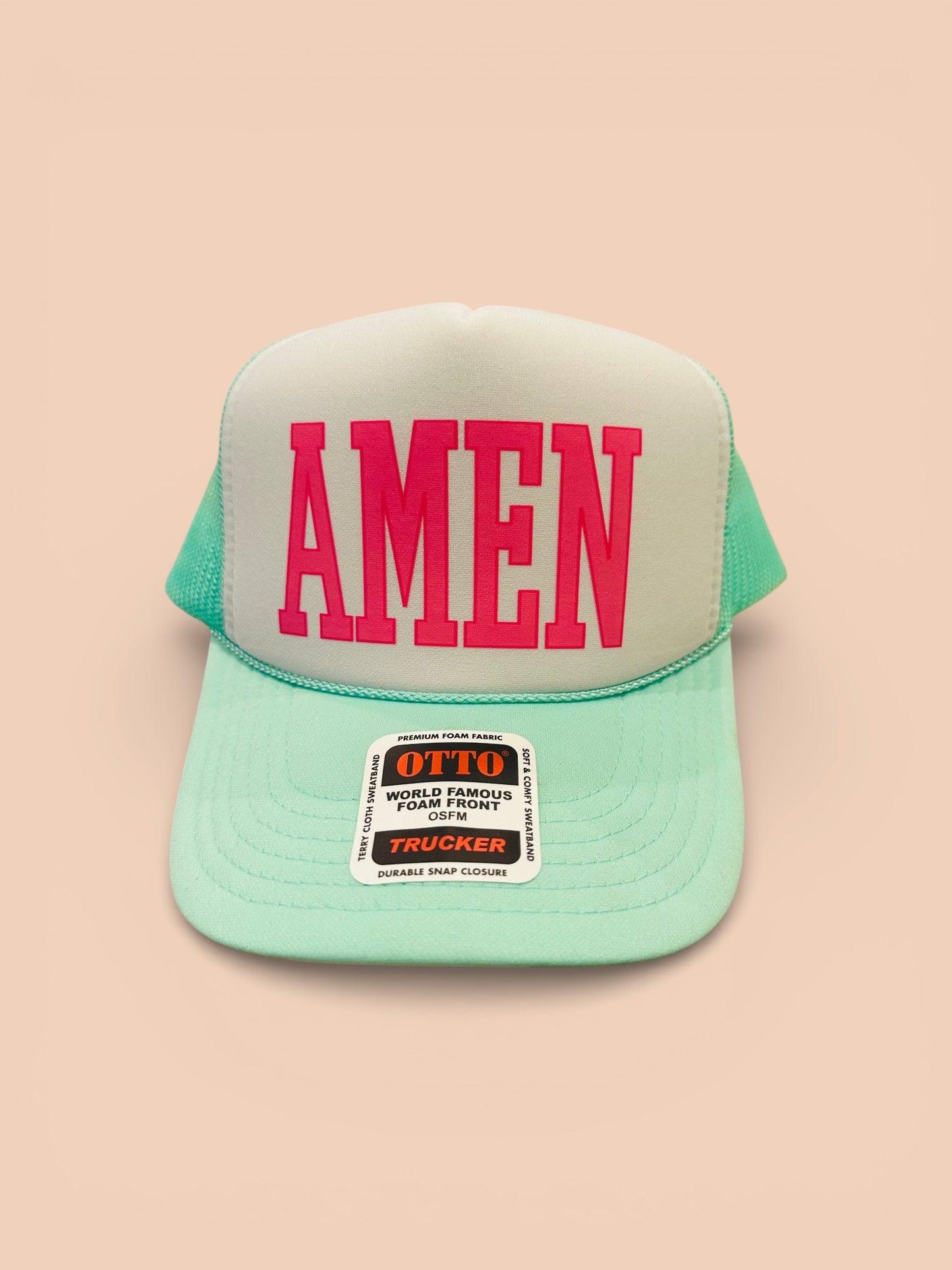 Amen - Seafoam and White Trucker Hat