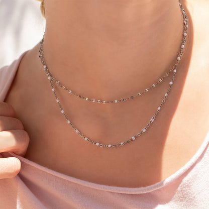White Confetti Chain Necklace - Premium 18K Gold PVD Stainless Steel
