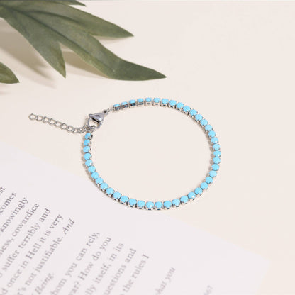 Turquoise Rhinestone Tennis Chain Bracelet