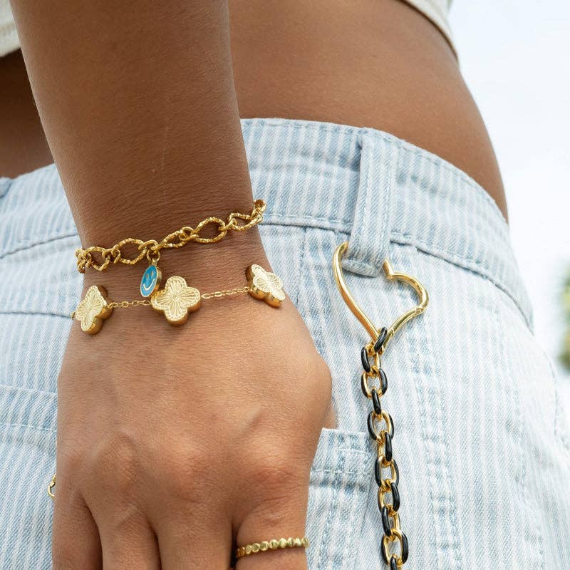 Lucky Clover Charm Bracelet - Premium 18K Gold PVD Stainless Steel