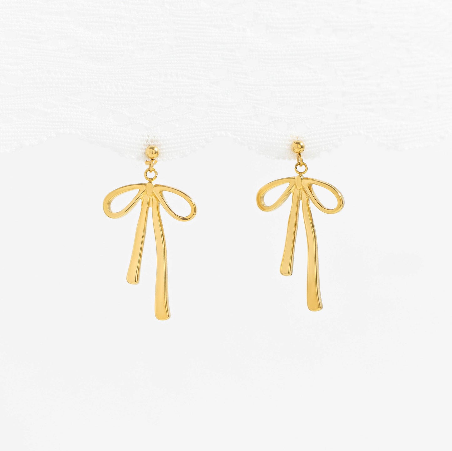 Ribbon Bow Earrings - Premium 18K Gold PVD Stainless Steel