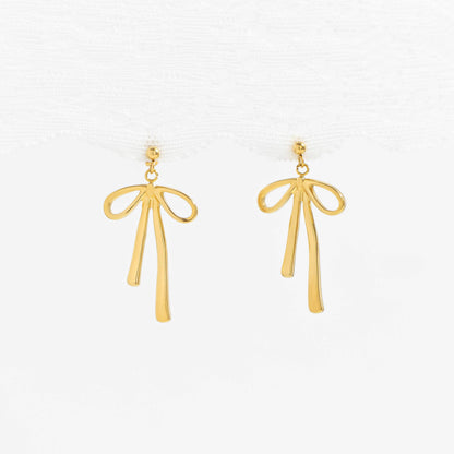 Ribbon Bow Earrings - Premium 18K Gold PVD Stainless Steel