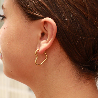 Heart Huggie Hoop Earrings - Premium 18K Gold PVD Stainless Steel