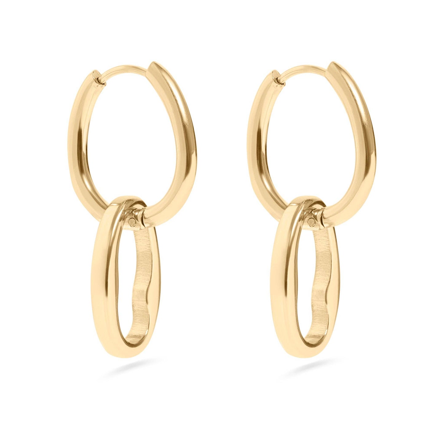 Interlocked Oval Pendant Earrings - Premium 18K Gold PVD Stainless Steel