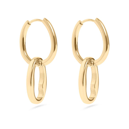 Interlocked Oval Pendant Earrings - Premium 18K Gold PVD Stainless Steel