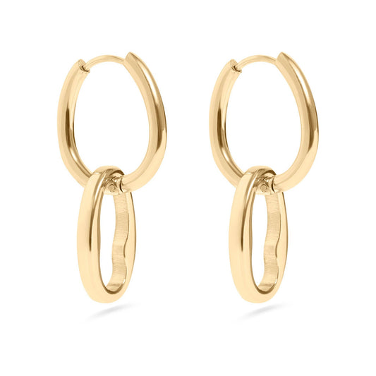 Interlocked Oval Pendant Earrings - Premium 18K Gold PVD Stainless Steel