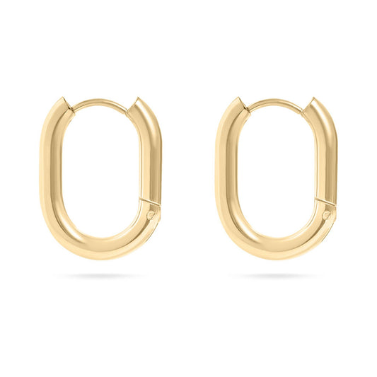 Oval Huggie Earrings  - Premium 18K Gold PVD Stainless Steel