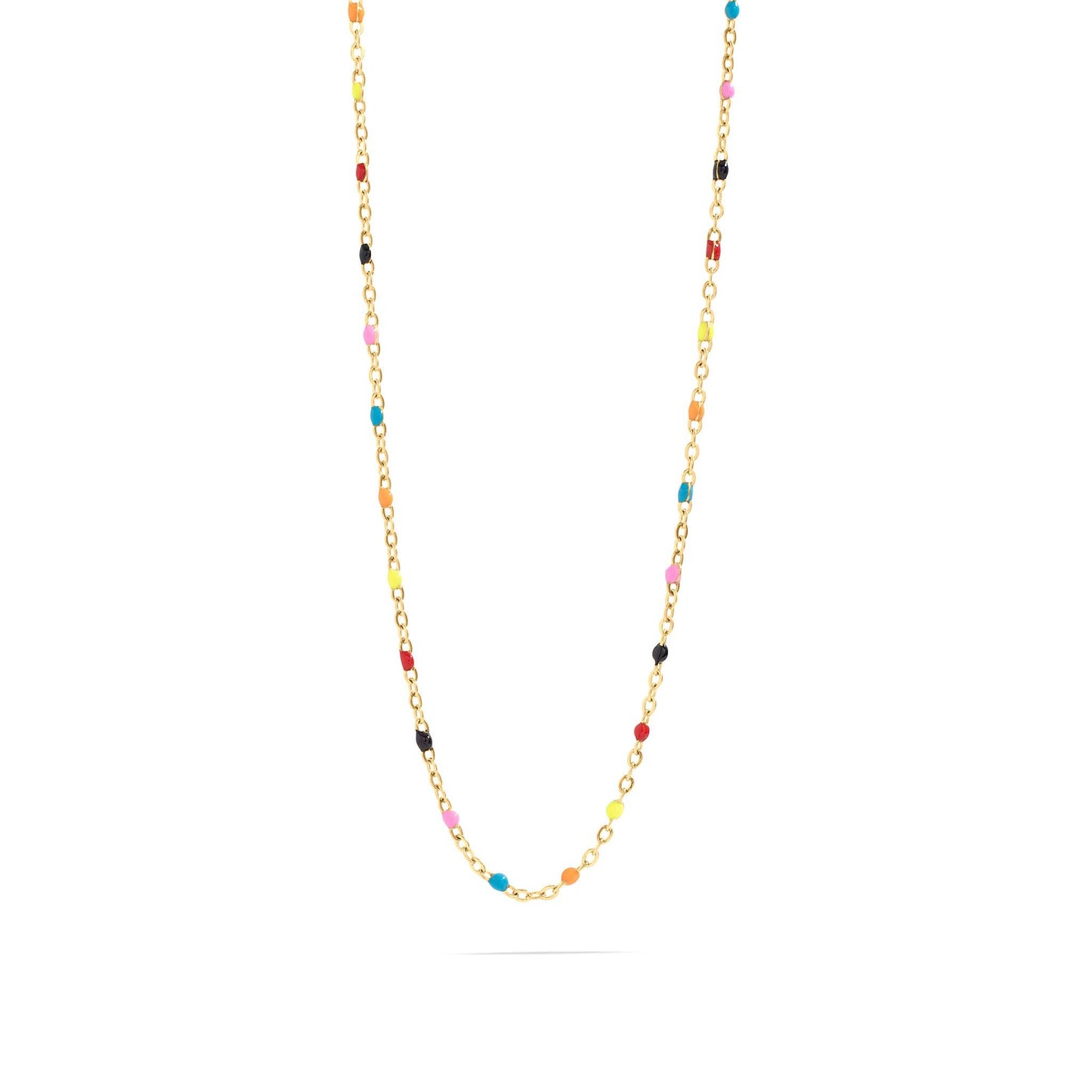 Multi-Color Confetti Chain Necklace - Premium 18K Gold PVD Stainless Steel