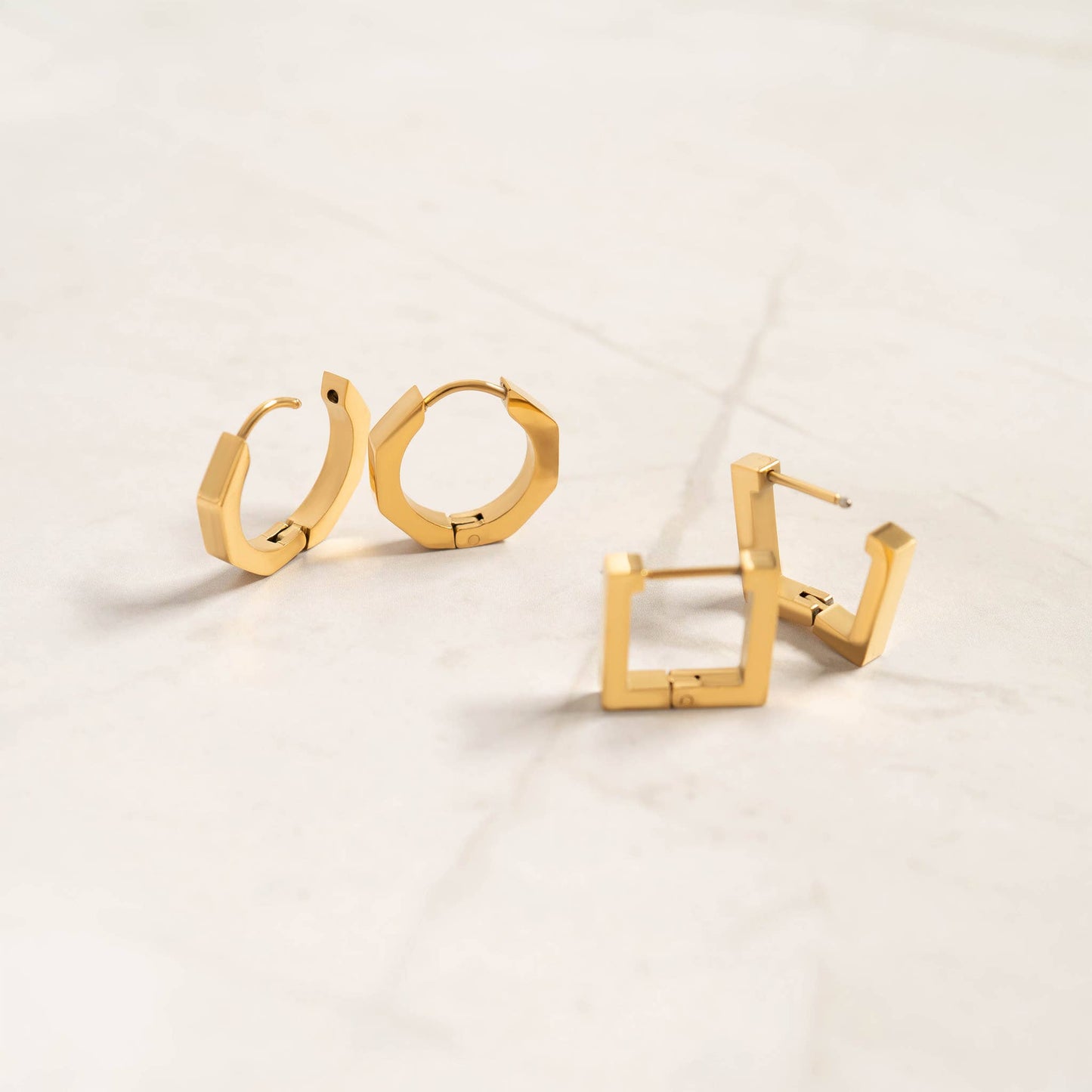 Square Huggie Earrings - Premium 18K Gold PVD Stainless Steel