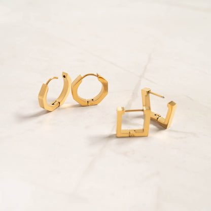 Square Huggie Earrings - Premium 18K Gold PVD Stainless Steel