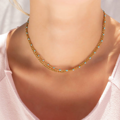 Turquoise Chain Necklace - Premium 18K Gold PVD Stainless Steel